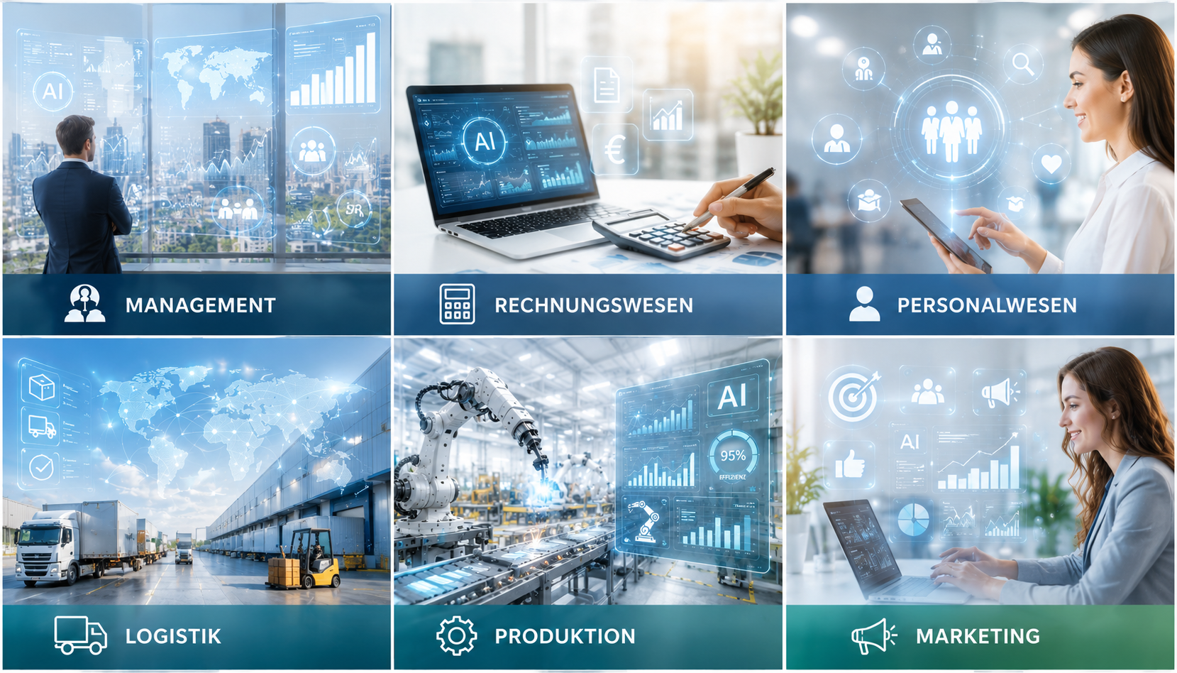 KMU Funktionsbereiche: Management, Rechnungswesen, Personalwesen, Logistik, Produktion, Marketing