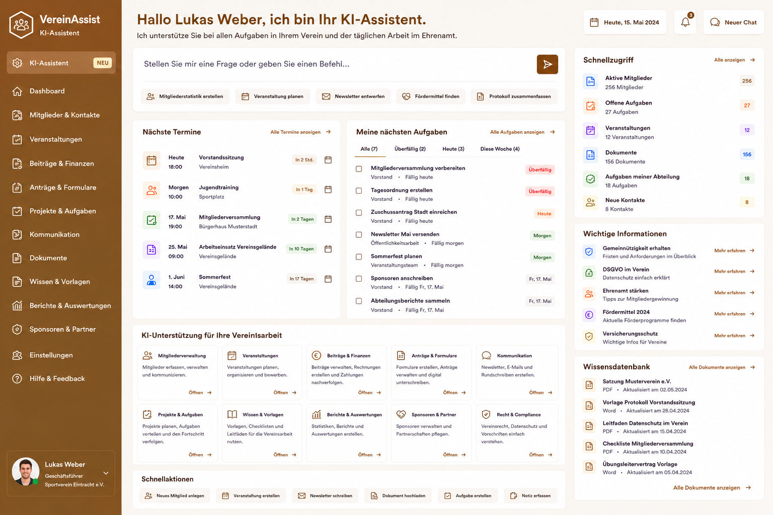KI-Assistent für Vereine und Non-Profit – Mitglieder-, Spenden- und Förderfragen