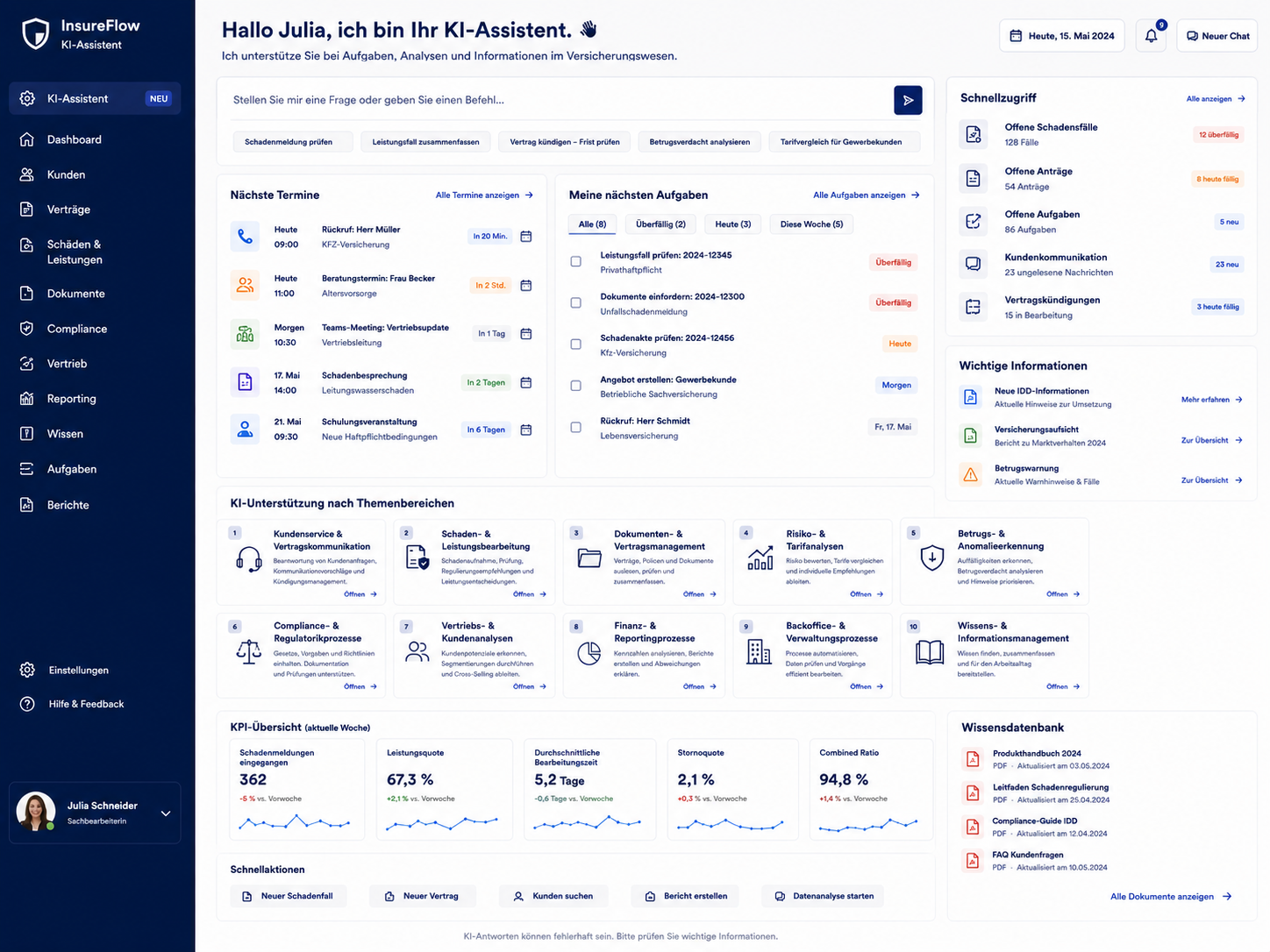 KI-Assistent für Versicherungs- und Vertragsfragen
